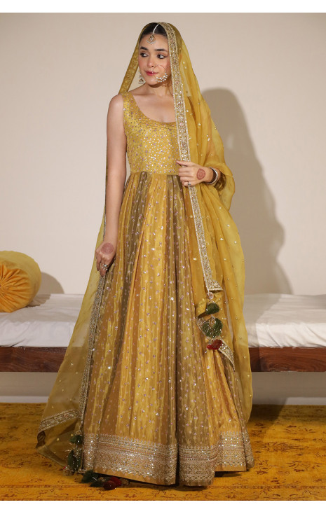 Chatta Patti Mustard Anarkali